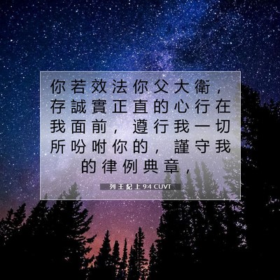Picture 07 - 列 王 紀 上 9:4 CUVT - 你 若 效 法 你 父 大 衛 ， 存 誠 實 - Bible Verse Picture