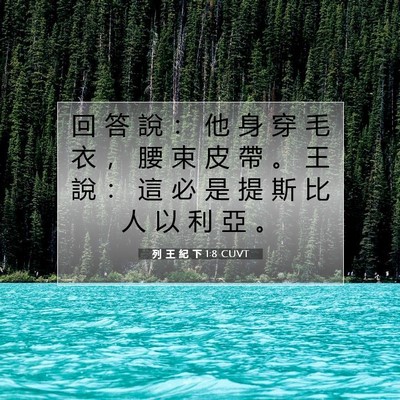 Picture 07 - 列 王 紀 下 1:8 CUVT - 回 答 說 ： 他 身 穿 毛 衣 ， 腰 束 - Bible Verse Picture