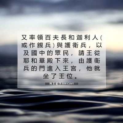 Picture 07 - 列 王 紀 下 11:19 CUVT - 又 率 領 百 夫 長 和 迦 利 人 ( 或 作 - Bible Verse Picture