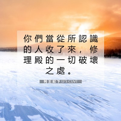 Picture 07 - 列 王 紀 下 12:5 CUVT - 你 們 當 從 所 認 識 的 人 收 了 來 - Bible Verse Picture