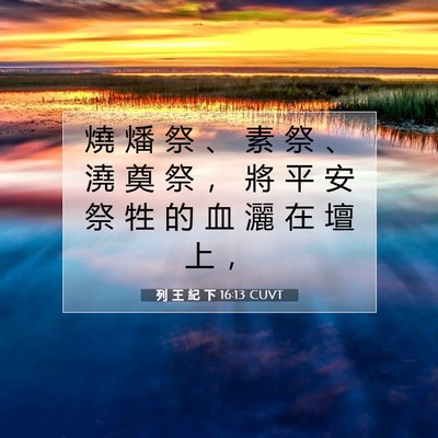 Picture 07 - 列 王 紀 下 16:13 CUVT - 燒 燔 祭 、 素 祭 、 澆 奠 祭 ， 將 - Bible Verse Picture