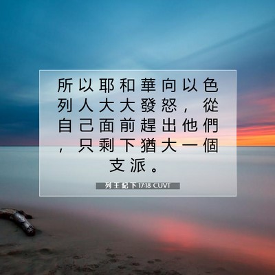 Picture 07 - 列 王 紀 下 17:18 CUVT - 所 以 耶 和 華 向 以 色 列 人 大 大 - Bible Verse Picture