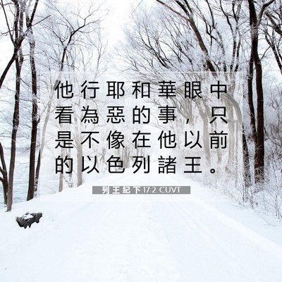Picture 07 - 列 王 紀 下 17:2 CUVT - 他 行 耶 和 華 眼 中 看 為 惡 的 事 - Bible Verse Picture