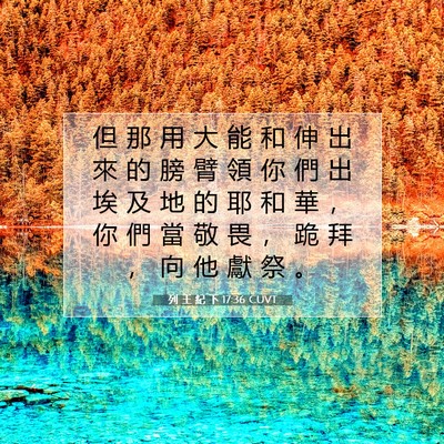 Picture 07 - 列 王 紀 下 17:36 CUVT - 但 那 用 大 能 和 伸 出 來 的 膀 臂 - Bible Verse Picture
