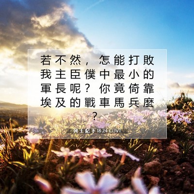 Picture 07 - 列 王 紀 下 18:24 CUVT - 若 不 然 ， 怎 能 打 敗 我 主 臣 僕 - Bible Verse Picture