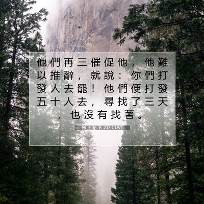 Picture 07 - 列 王 紀 下 2:17 CUVT - 他 們 再 三 催 促 他 ， 他 難 以 推 - Bible Verse Picture