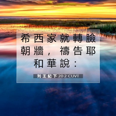 Picture 07 - 列 王 紀 下 20:2 CUVT - 希 西 家 就 轉 臉 朝 牆 ， 禱 告 耶 - Bible Verse Picture