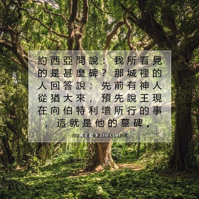 Picture 07 - 列 王 紀 下 23:17 CUVT - 約 西 亞 問 說 ： 我 所 看 見 的 是 - Bible Verse Picture