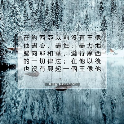 Picture 07 - 列 王 紀 下 23:25 CUVT - 在 約 西 亞 以 前 沒 有 王 像 他 盡 - Bible Verse Picture