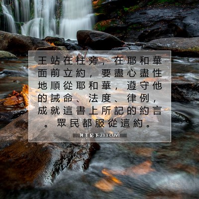 Picture 07 - 列 王 紀 下 23:3 CUVT - 王 站 在 柱 旁 ， 在 耶 和 華 面 前 - Bible Verse Picture
