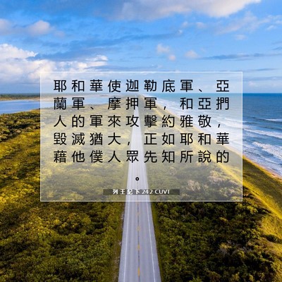 Picture 07 - 列 王 紀 下 24:2 CUVT - 耶 和 華 使 迦 勒 底 軍 、 亞 蘭 軍 - Bible Verse Picture