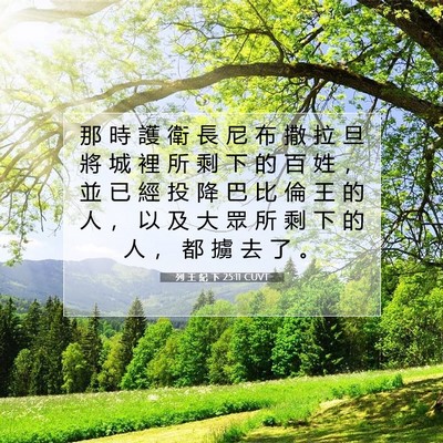 Picture 07 - 列 王 紀 下 25:11 CUVT - 那 時 護 衛 長 尼 布 撒 拉 旦 將 城 - Bible Verse Picture