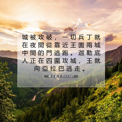 Picture 07 - 列 王 紀 下 25:4 CUVT - 城 被 攻 破 ， 一 切 兵 丁 就 在 夜 - Bible Verse Picture