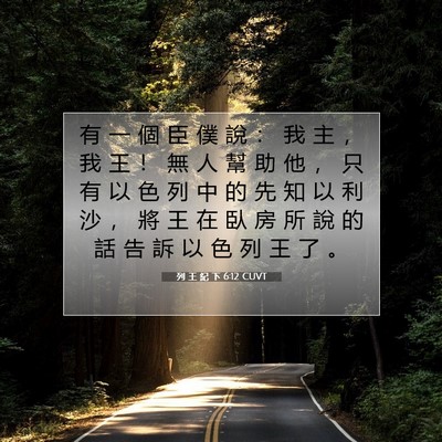 Picture 07 - 列 王 紀 下 6:12 CUVT - 有 一 個 臣 僕 說 ： 我 主 ， 我 王 - Bible Verse Picture