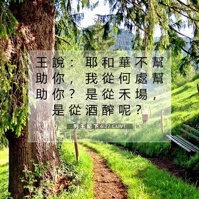 Picture 07 - 列 王 紀 下 6:27 CUVT - 王 說 ： 耶 和 華 不 幫 助 你 ， 我 - Bible Verse Picture