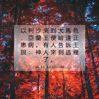Picture 07 - 列 王 紀 下 8:7 CUVT - 以 利 沙 來 到 大 馬 色 ， 亞 蘭 王 - Bible Verse Picture