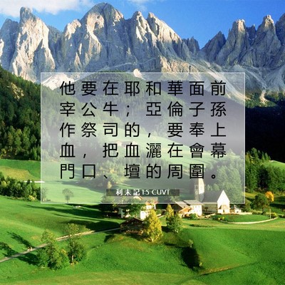 Picture 07 - 利 未 記 1:5 CUVT - 他 要 在 耶 和 華 面 前 宰 公 牛 ； - Bible Verse Picture
