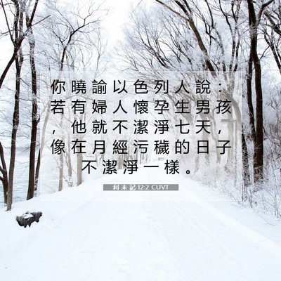 Picture 07 - 利 未 記 12:2 CUVT - 你 曉 諭 以 色 列 人 說 ： 若 有 婦 - Bible Verse Picture
