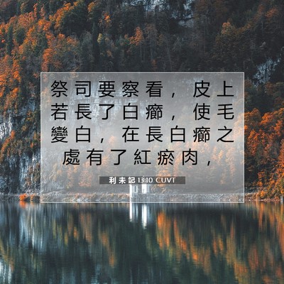 Picture 07 - 利 未 記 13:10 CUVT - 祭 司 要 察 看 ， 皮 上 若 長 了 白 - Bible Verse Picture