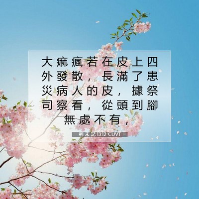Picture 07 - 利 未 記 13:12 CUVT - 大 痲 瘋 若 在 皮 上 四 外 發 散 ， - Bible Verse Picture