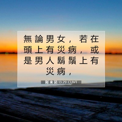 Picture 07 - 利 未 記 13:29 CUVT - 無 論 男 女 ， 若 在 頭 上 有 災 病 - Bible Verse Picture