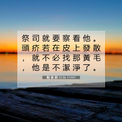 Picture 07 - 利 未 記 13:36 CUVT - 祭 司 就 要 察 看 他 。 頭 疥 若 在 - Bible Verse Picture