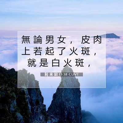 Picture 07 - 利 未 記 13:38 CUVT - 無 論 男 女 ， 皮 肉 上 若 起 了 火 - Bible Verse Picture