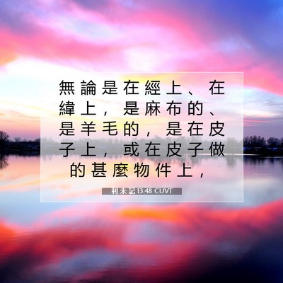 Picture 07 - 利 未 記 13:48 CUVT - 無 論 是 在 經 上 、 在 緯 上 ， 是 - Bible Verse Picture