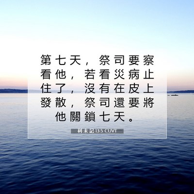 Picture 07 - 利 未 記 13:5 CUVT - 第 七 天 ， 祭 司 要 察 看 他 ， 若 - Bible Verse Picture