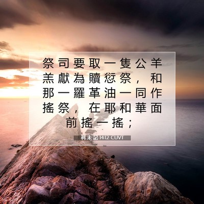 Picture 07 - 利 未 記 14:12 CUVT - 祭 司 要 取 一 隻 公 羊 羔 獻 為 贖 - Bible Verse Picture