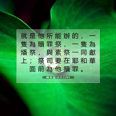 Picture 07 - 利 未 記 14:31 CUVT - 就 是 他 所 能 辦 的 ， 一 隻 為 贖 - Bible Verse Picture