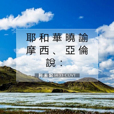 Picture 07 - 利 未 記 14:33 CUVT - 耶 和 華 曉 諭 摩 西 、 亞 倫 說 - Bible Verse Picture
