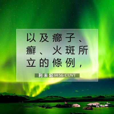 Picture 07 - 利 未 記 14:56 CUVT - 以 及 癤 子 、 癬 、 火 斑 所 立 的 - Bible Verse Picture