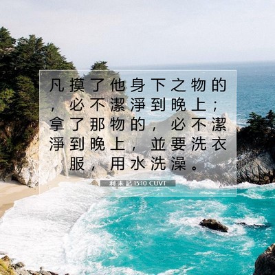 Picture 07 - 利 未 記 15:10 CUVT - 凡 摸 了 他 身 下 之 物 的 ， 必 不 - Bible Verse Picture