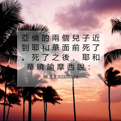 Picture 07 - 利 未 記 16:1 CUVT - 亞 倫 的 兩 個 兒 子 近 到 耶 和 華 - Bible Verse Picture