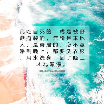 Picture 07 - 利 未 記 17:15 CUVT - 凡 吃 自 死 的 ， 或 是 被 野 獸 撕 - Bible Verse Picture