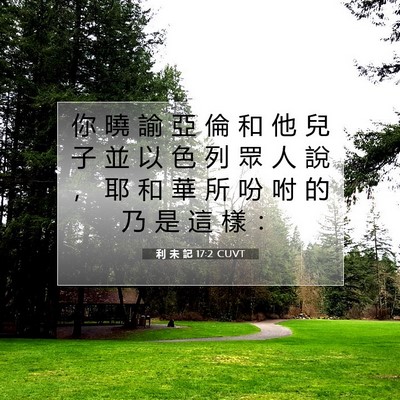 Picture 07 - 利 未 記 17:2 CUVT - 你 曉 諭 亞 倫 和 他 兒 子 並 以 色 - Bible Verse Picture