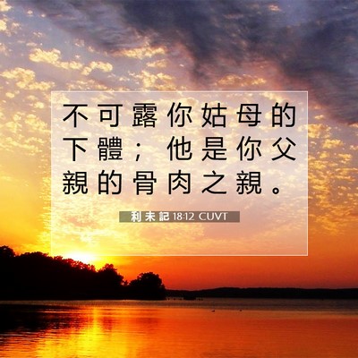Picture 07 - 利 未 記 18:12 CUVT - 不 可 露 你 姑 母 的 下 體 ； 他 是 - Bible Verse Picture