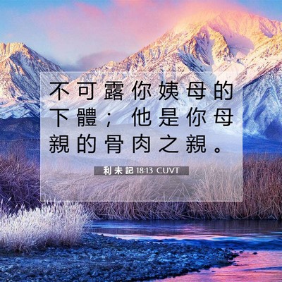 Picture 07 - 利 未 記 18:13 CUVT - 不 可 露 你 姨 母 的 下 體 ； 他 是 - Bible Verse Picture