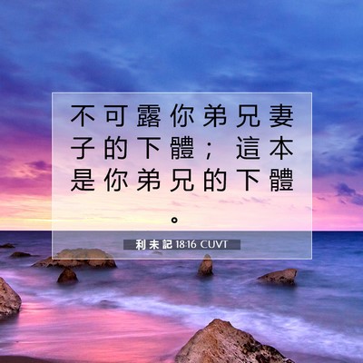 Picture 07 - 利 未 記 18:16 CUVT - 不 可 露 你 弟 兄 妻 子 的 下 體 ； - Bible Verse Picture