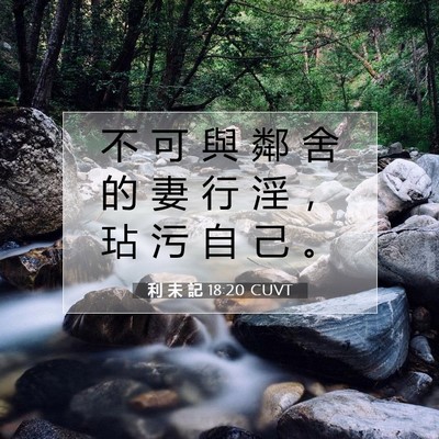 Picture 07 - 利 未 記 18:20 CUVT - 不 可 與 鄰 舍 的 妻 行 淫 ， 玷 污 - Bible Verse Picture