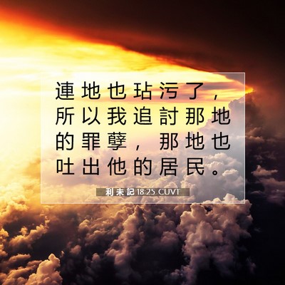 Picture 07 - 利 未 記 18:25 CUVT - 連 地 也 玷 污 了 ， 所 以 我 追 討 - Bible Verse Picture