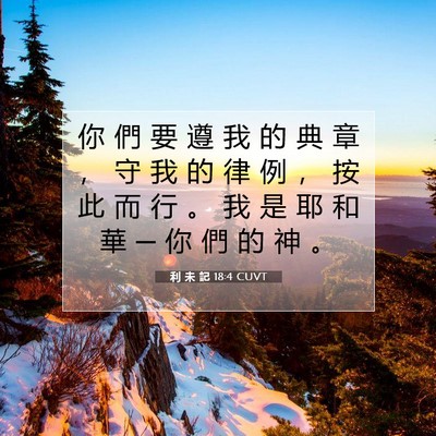 Picture 07 - 利 未 記 18:4 CUVT - 你 們 要 遵 我 的 典 章 ， 守 我 的 - Bible Verse Picture