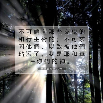 Picture 07 - 利 未 記 19:31 CUVT - 不 可 偏 向 那 些 交 鬼 的 和 行 巫 - Bible Verse Picture