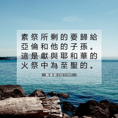 Picture 07 - 利 未 記 2:10 CUVT - 素 祭 所 剩 的 要 歸 給 亞 倫 和 他 - Bible Verse Picture