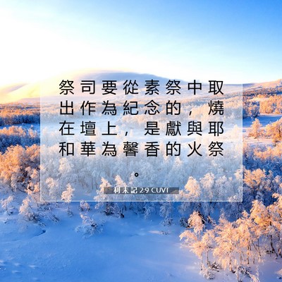 Picture 07 - 利 未 記 2:9 CUVT - 祭 司 要 從 素 祭 中 取 出 作 為 紀 - Bible Verse Picture