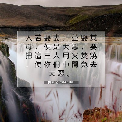 Picture 07 - 利 未 記 20:14 CUVT - 人 若 娶 妻 ， 並 娶 其 母 ， 便 是 - Bible Verse Picture