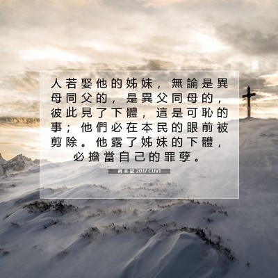 Picture 07 - 利 未 記 20:17 CUVT - 人 若 娶 他 的 姊 妹 ， 無 論 是 異 - Bible Verse Picture