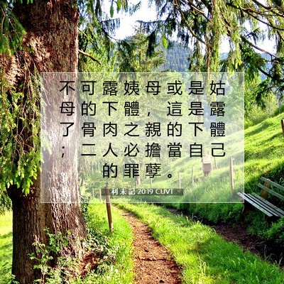 Picture 07 - 利 未 記 20:19 CUVT - 不 可 露 姨 母 或 是 姑 母 的 下 體 - Bible Verse Picture
