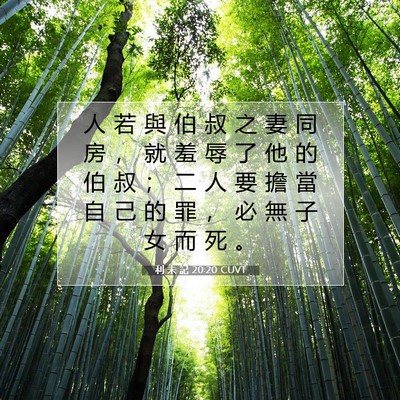 Picture 07 - 利 未 記 20:20 CUVT - 人 若 與 伯 叔 之 妻 同 房 ， 就 羞 - Bible Verse Picture
